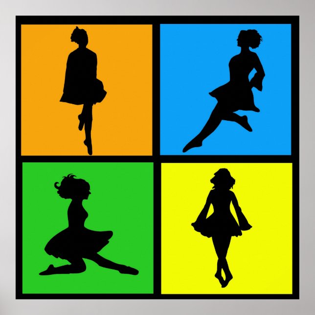 Poster Danse danseuse irlandaise Silhouettes (Devant)