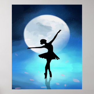Poster Danse de ballet sur la Lune | Cadeau utile, Vintag