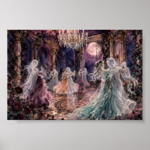 Poster Danse de fantômes gothiques dans un salon de bal f