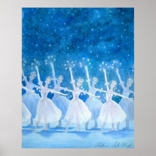 Poster Danse de la copie d'art de flocons de neige