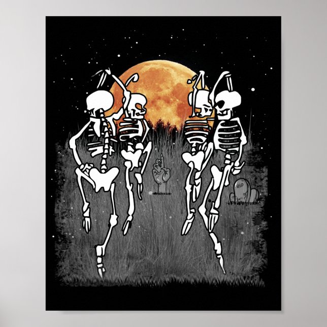 Poster Danse de mème éffrayant Skeletons Danse de ballet (Devant)