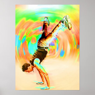 Poster Danse de rue, Vert/Jaune/Oranges, Non-Sil