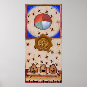 Poster DANSE DES HONEY BEES AVEC 4 ÉLÉMENTS, Sceau de cir