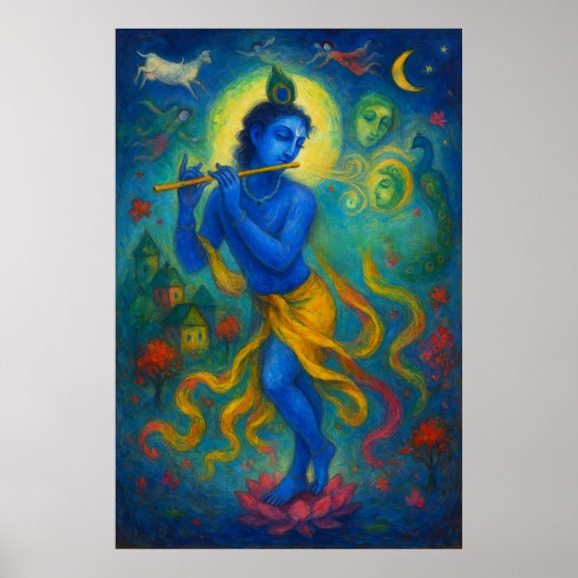 Poster Danse divine du Seigneur Krishna : Bliss éternels (Devant)