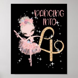 Poster Danse en 4e anniversaire Fille Ballet Party Danse