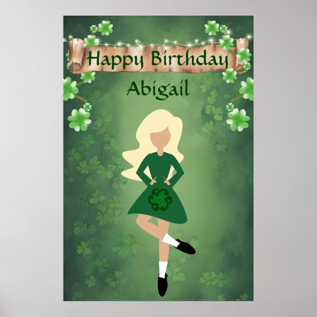 Poster Danse irlandaise personnalisée, Blon Hair Joyeux a (Devant)