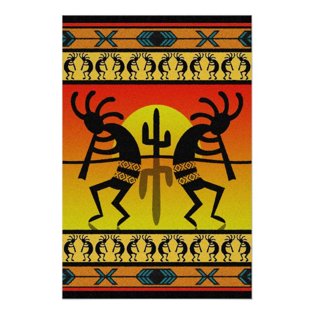 Poster Danse Kokopelli Tribal Art (Devant)