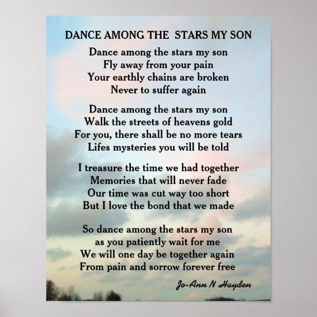 POSTER DANSE PARMI LES ÉTOILES MON FILS (Devant)