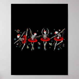 Poster Danse Skeleton Ballet Ballerina Filles de Noël