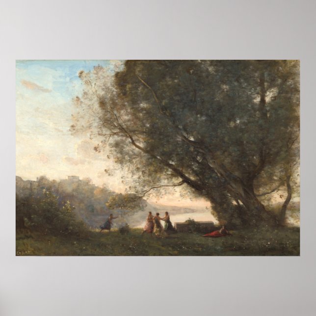 Poster Danse sous les arbres - Jean-Baptiste - Corot Art (Devant)
