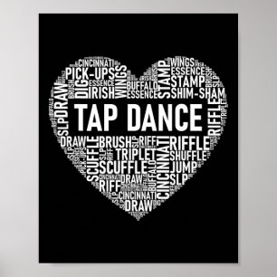 Poster Danse sur le robinet - Mot en forme de coeur Danse