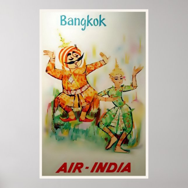 Poster Danse thaïe | Vintage Bangkok Thaïlande Travel (Devant)