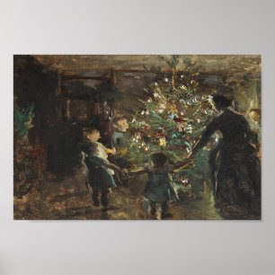 Poster Danser autour de l'arbre de Noël Imprimer Vintage.