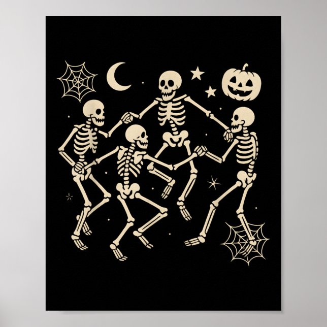 Poster Danser drôle Skeletons Danse Halloween Costume Ad (Devant)
