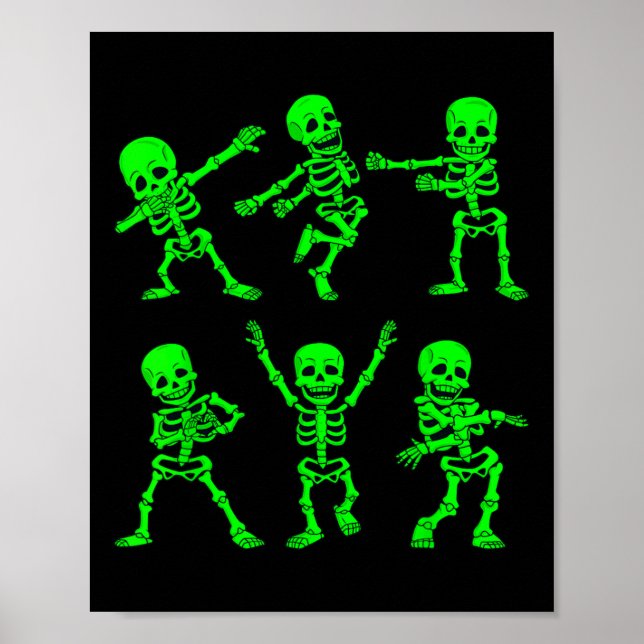 Poster Danser Skeletons Danser Défi Fille Garçons Enfants (Devant)