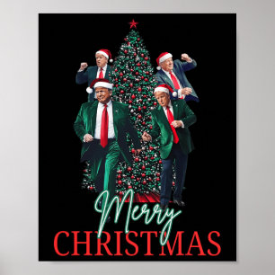Poster Danser Trump Père Noël Joyeux Noël à la maison de 