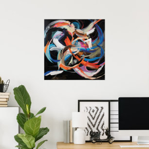 Poster Danseur Abstrait en mouvement dynamique