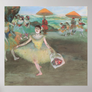Poster Danseur avec Bouquet, Curtsys par Edgar Degas