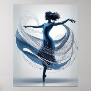 Poster Danseur de ballet bleu Ethereal Grace en mouvement