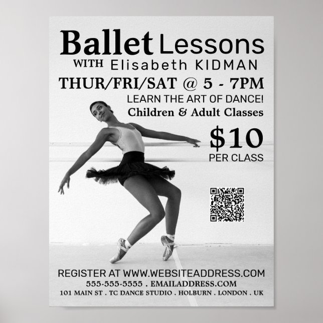 Poster Danseur de ballet, Cours de danse (Devant)