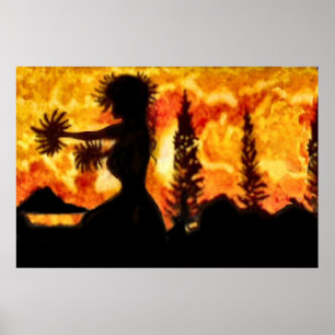 Poster Danseur hawaïen de danse polynésienne