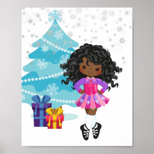 Poster Danseur irlandais africain Noël d'hiver
