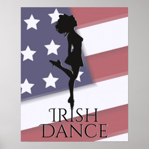Poster Danseur irlandais et Drapeau américain Dance de ch