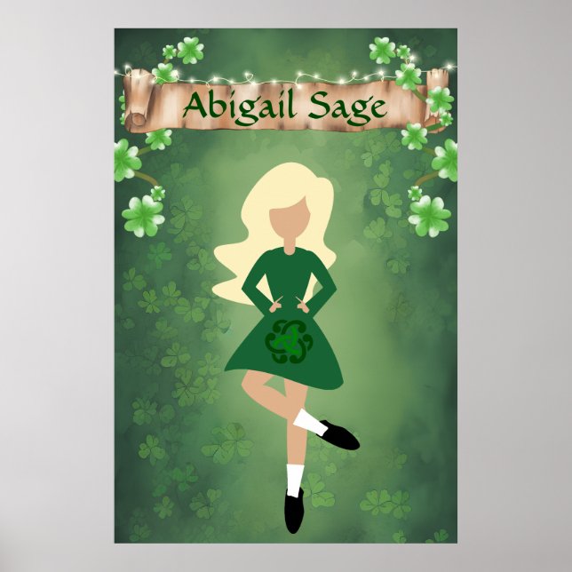 Poster Danseur irlandais personnalisé avec danse blonde (Devant)