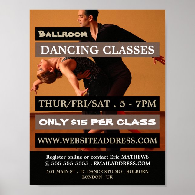 Poster Danseurs de salle de bal, Cours de danse (Devant)