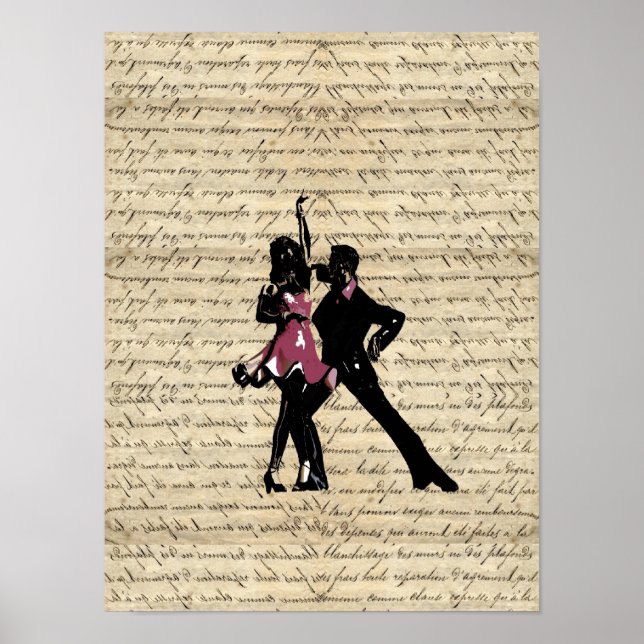 Poster Danseurs de salle de bal sur papier vintage (Devant)