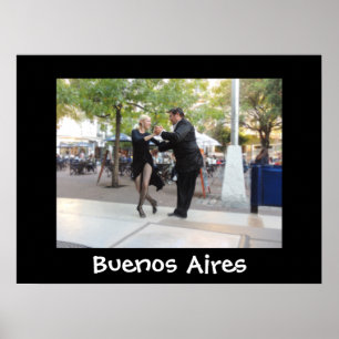 Poster Danseurs de tango dans la plaza Dorrego