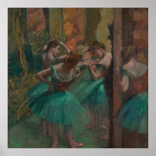 Poster Danseurs, rose et vert par Edgar Degas