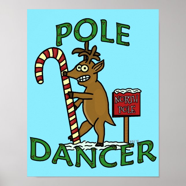 Poster Danseuse amusante Pun de rennes de Noël (Devant)