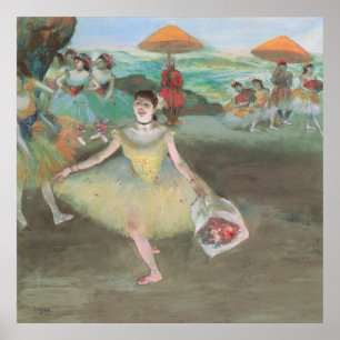 Poster Danseuse avec bouquet, s'inclinant par Edgar Degas