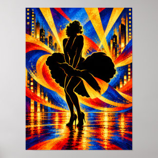 Poster Danseuse avec silhouette de robe fluide