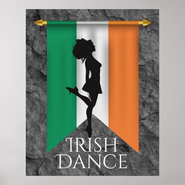 Poster Danseuse irlandaise et Drapeau irlandais Dance de  (Devant)