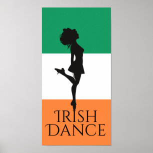 Poster Danseuse irlandaise et Drapeau irlandais Dance de 