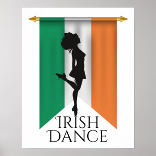 Poster Danseuse irlandaise et Drapeau irlandais Dance de 