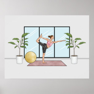 Poster Danseuse Pose Yoga Natarajasana Équilibre Entraîne