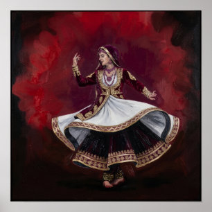 Poster Danseuse royale de Kathak Art contemporain fin Pat