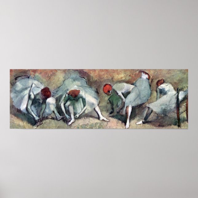 Poster Danseuses attachant leurs chaussures par Edgar Deg (Devant)