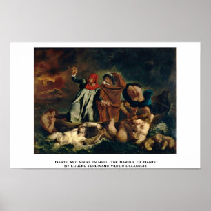 Poster Dante et Virgil dans l'enfer (la barque de Dante)