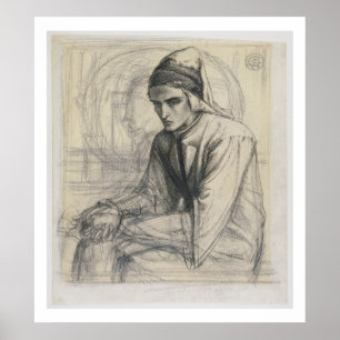 Poster Dante in Meditation Holding a Pomegranate, c.1852