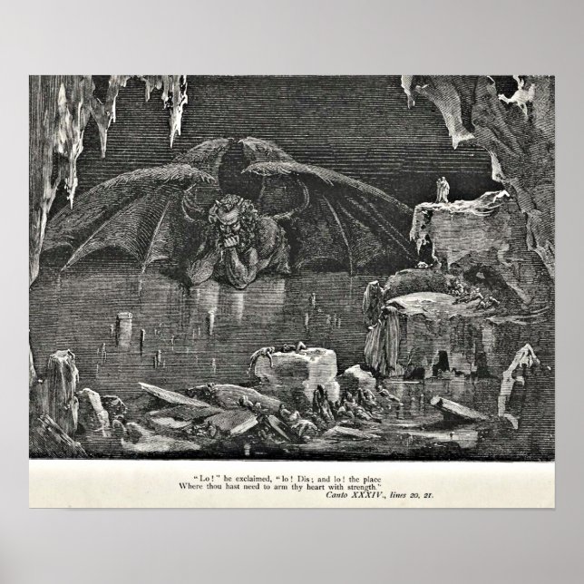 Poster Dante's Inferno Devil in Hell Illustration (Devant)