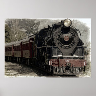 Poster d'antiquité Locomotive à vapeur