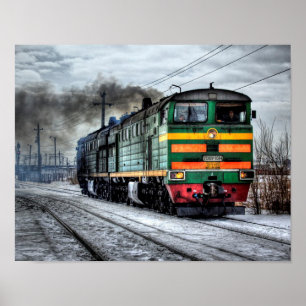 Poster d'antiquité Locomotive à vapeur