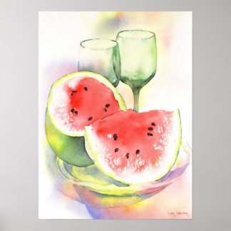 Poster d'aquarelle de pastèque