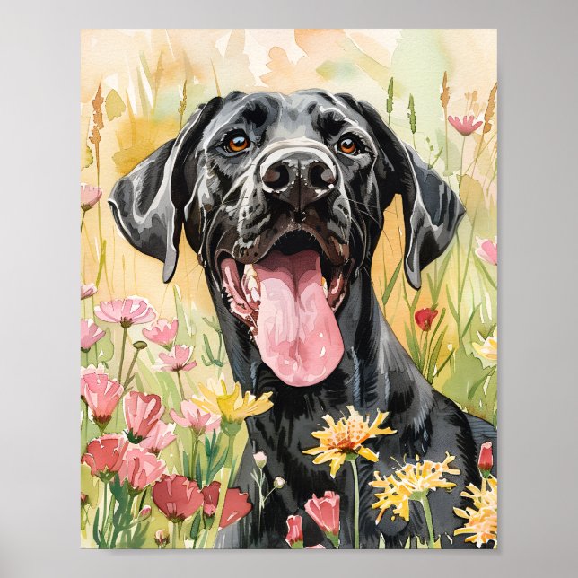 Poster d'aquarelle Great Dane Dog Wall Art Print (Devant)