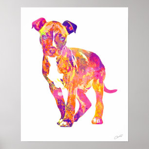 Poster d'aquarelle Pit Bull Puppy Pop Art