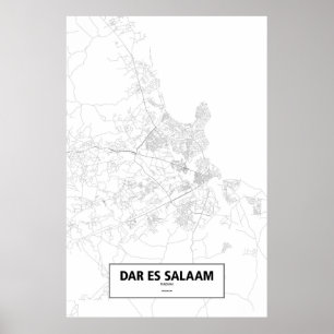 Poster Dar es Salaam, Tanzanie (noir sur blanc)